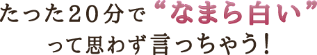 たった20分で「なまら白い」って思わず言っちゃう！